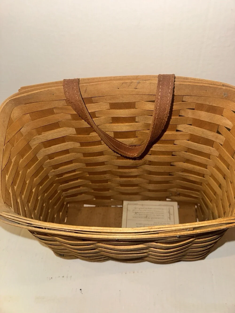 1997 Longaberger Handmade Market Basket Leather Handles Dresden Ohio USA